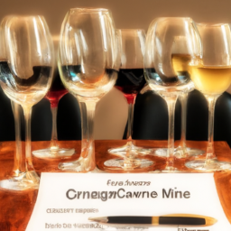 E prompt:Create an image of a beautifully set dining table with a variety of wine glasses, each representing a different wine certification program